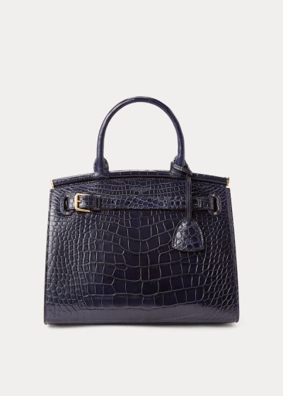 Bolsos De Mano Ralph Lauren Mujer Azul Marino - Alligator Medium RL50 - ISAVH5068